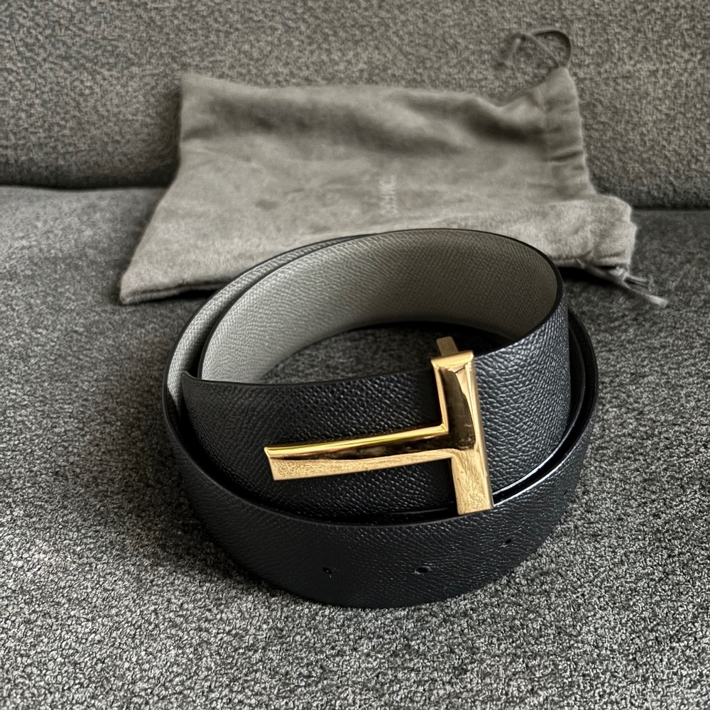 Tom Ford 2 tone reversible logo Belt women’s Size 85